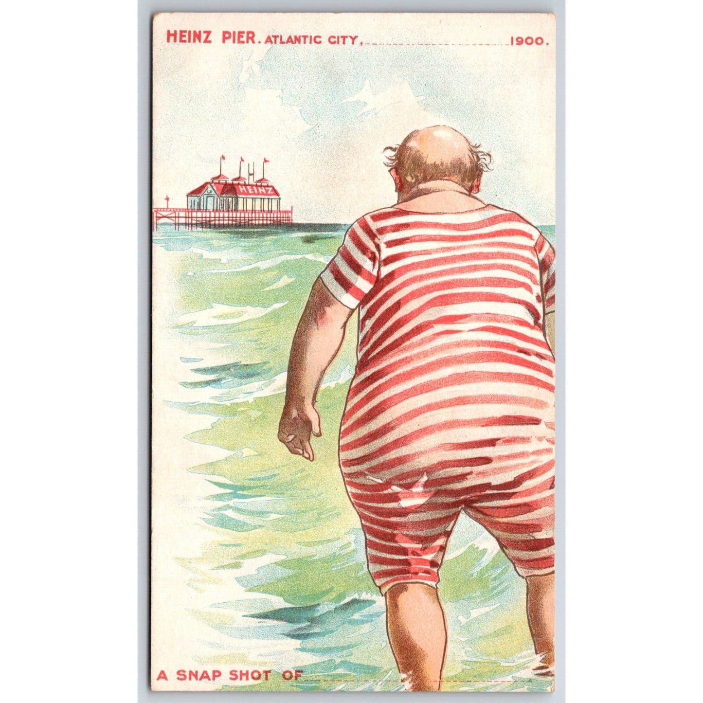 Heinz Ocean Pier "A Snap Shot of _____" Advertising Postcard PMC 1900 Scarce