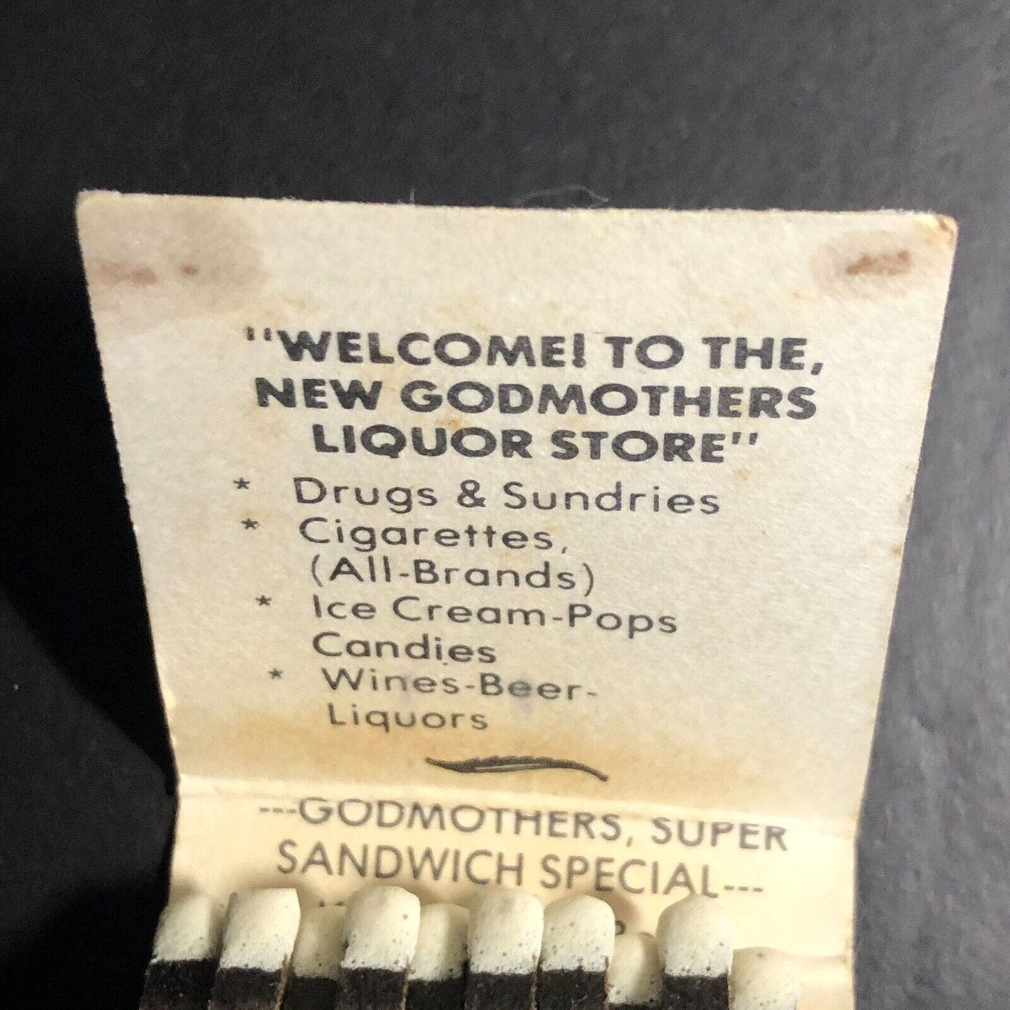 Godmothers Food & Liquors Chicago Near Full (-2) Matchbook c1960's Very Scarce