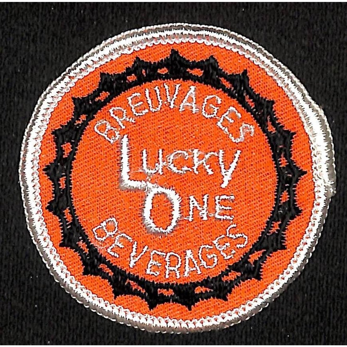Lucky One Beverages Breuvages Canada Embroidered Soda Patch - c1950's-1960's VGC