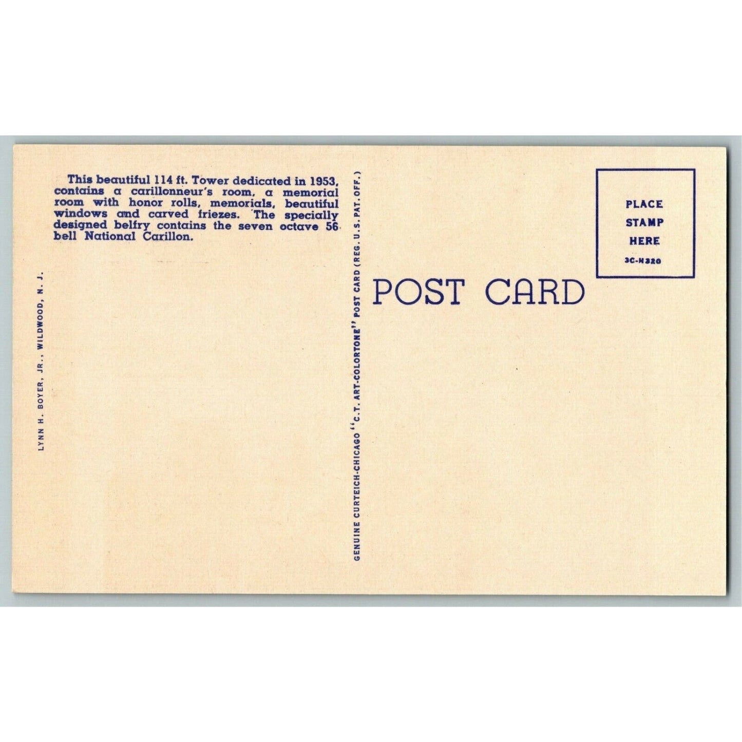 Vintage Linen Postcard Memorial Bell Tower Valley Forge, PA Unposted