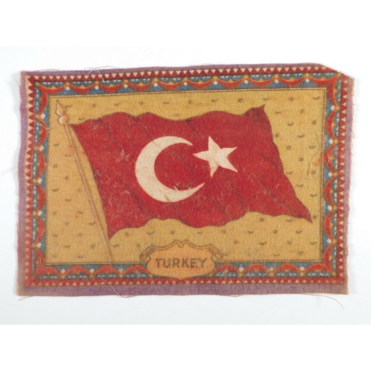 Group of 3 1910-1916 Felt Nationality Flags Rugs - Tobacco Premiums
