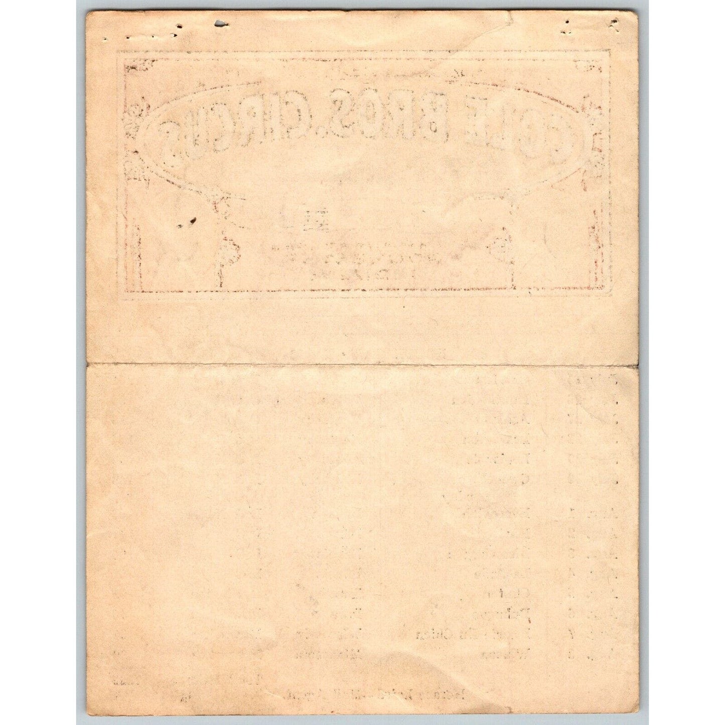 1938 Cole Bros with Clyde Beatty Ken Maynard Circus Route Card WV KY IN IL IA WI