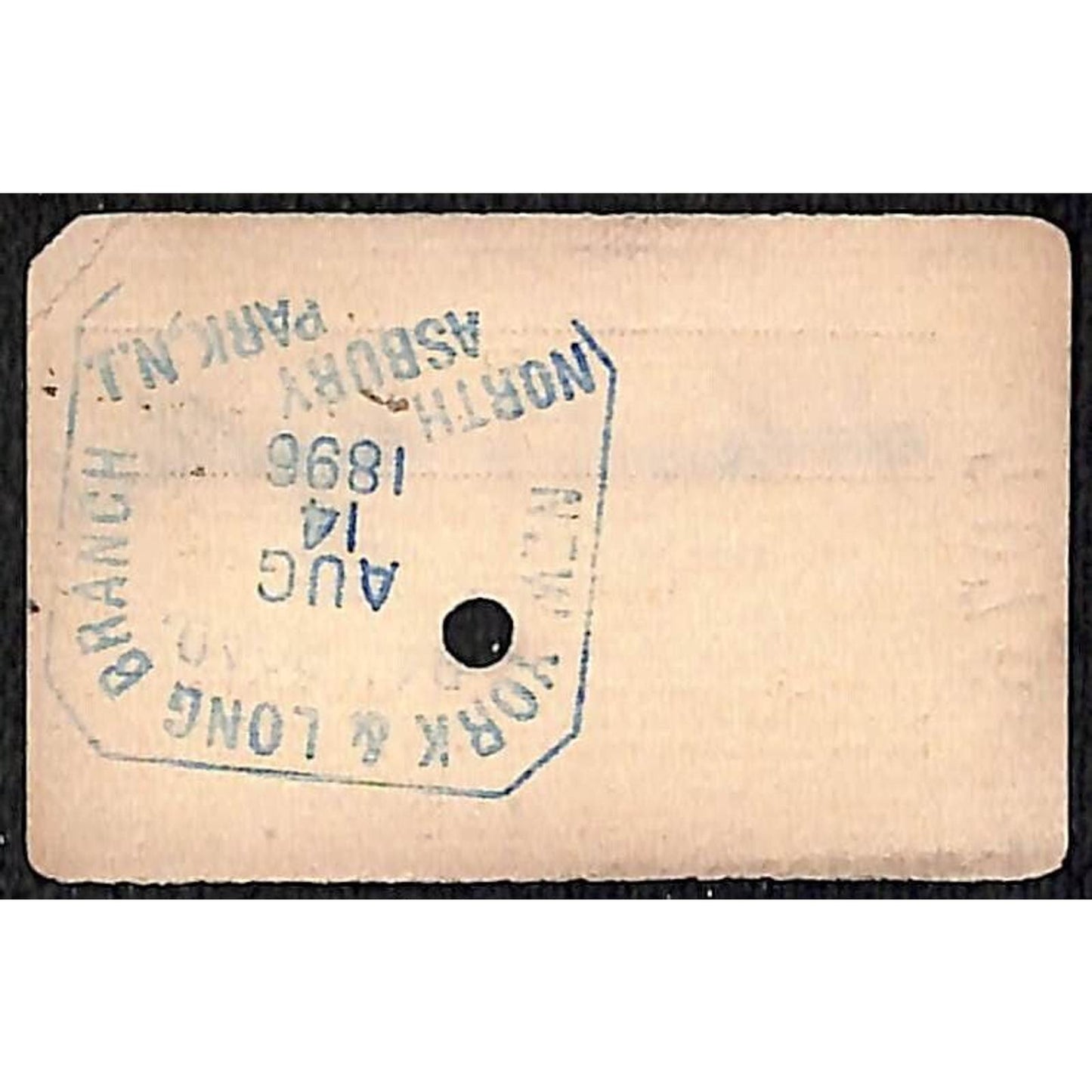 New York & Long Branch Railroad 1896 Ticket N. Asbury Park AC Highlands #7076
