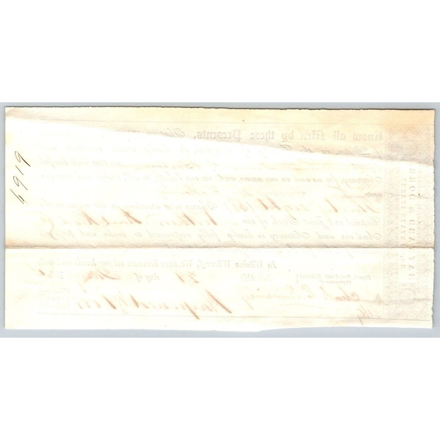 1854 Boston, MA - Power of Attorney re: Northern Railroad Stock "Hayward & Dorr"