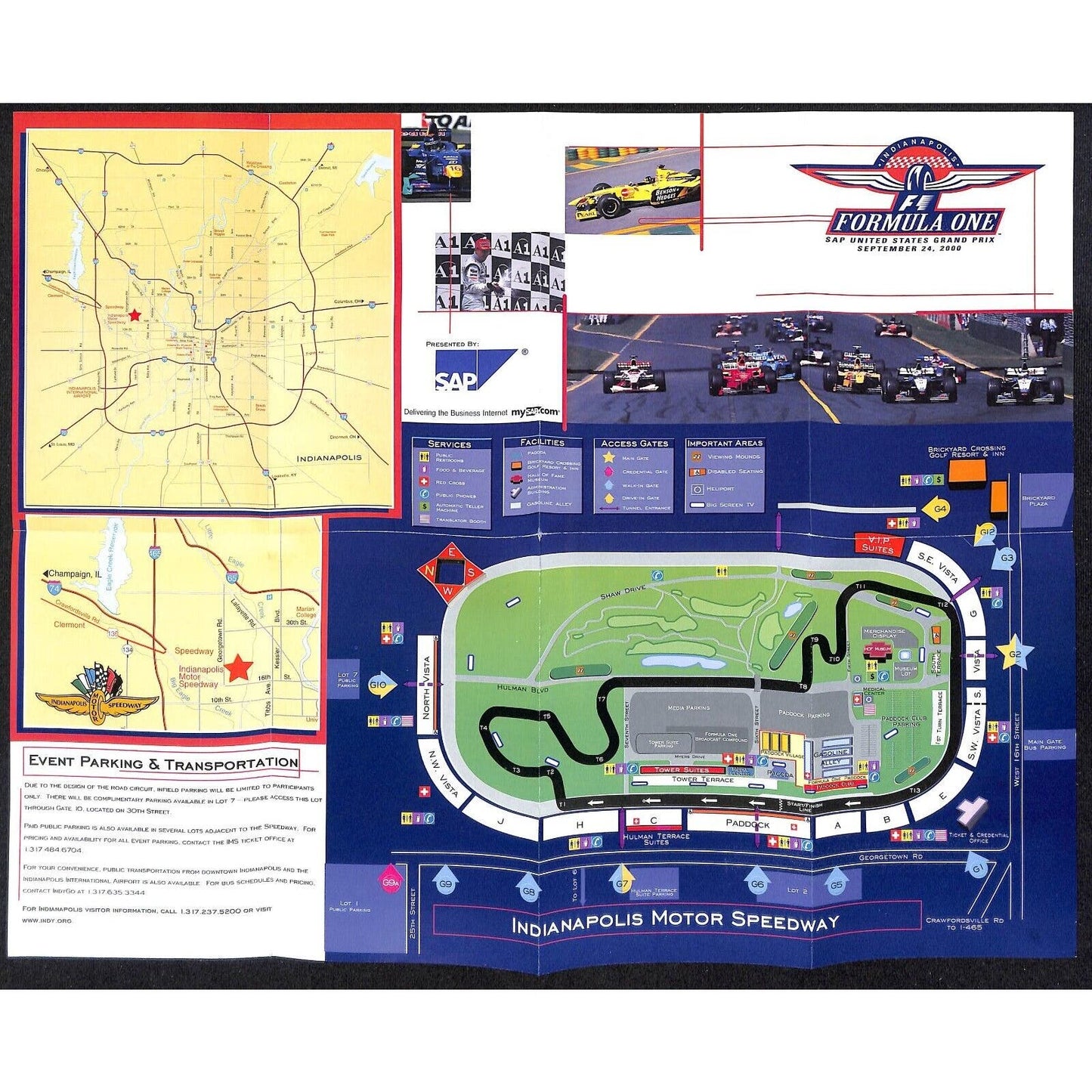 2000 F1 Formula One at Indianapolis Racing Spectator Pocket Info / Schedule VGC
