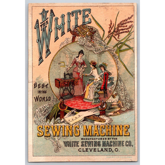 Woman Shows off White Sewing Machine Victorian Trade Card Cleveland, OH