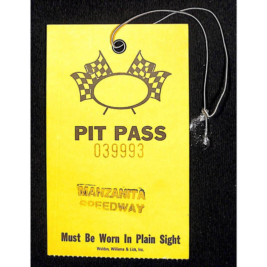 Manzanita Speedway Phoenix, AZ Racing Pit Pass c1970-80's #039993 VGC Scarce