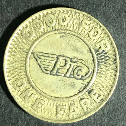 Brass G/F One Fare Transit Token Philadelphia Transportation Co. PTC 16mm (1872)