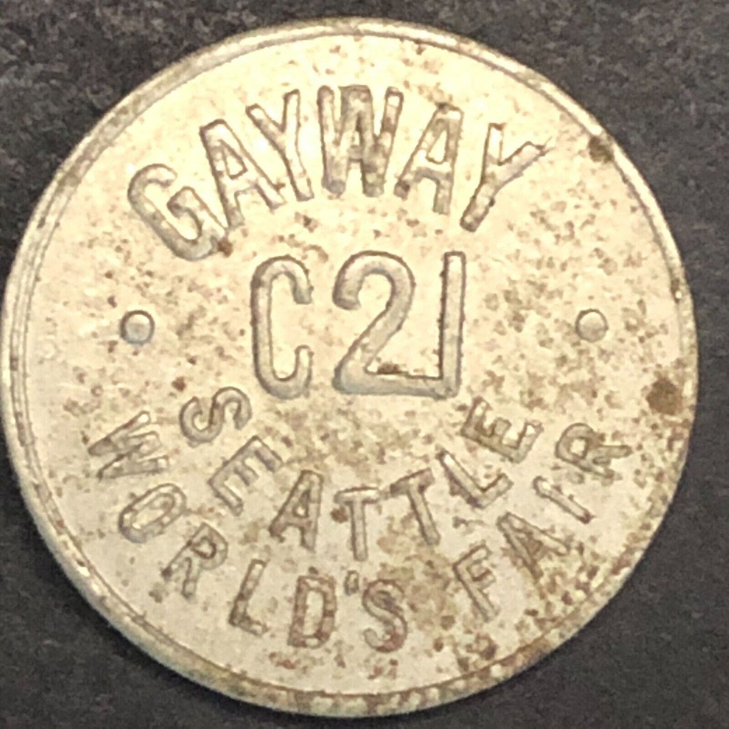 Gayway 1962 Seattle World's Fair "C 21 Century 21" Brass Token - 16.41mm Scarce