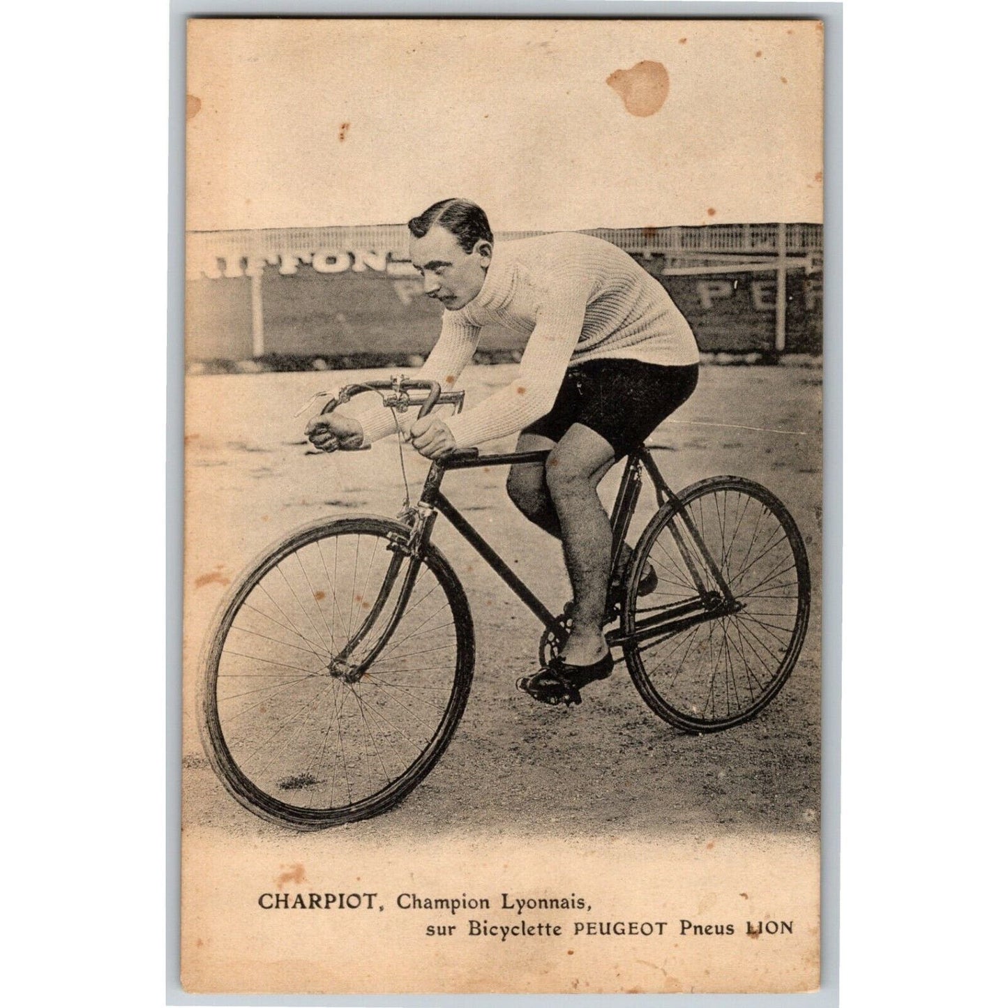 Alphonse Charpiot Peugeot Lion Champion Bicyclist Bicycle Postcard c1908
