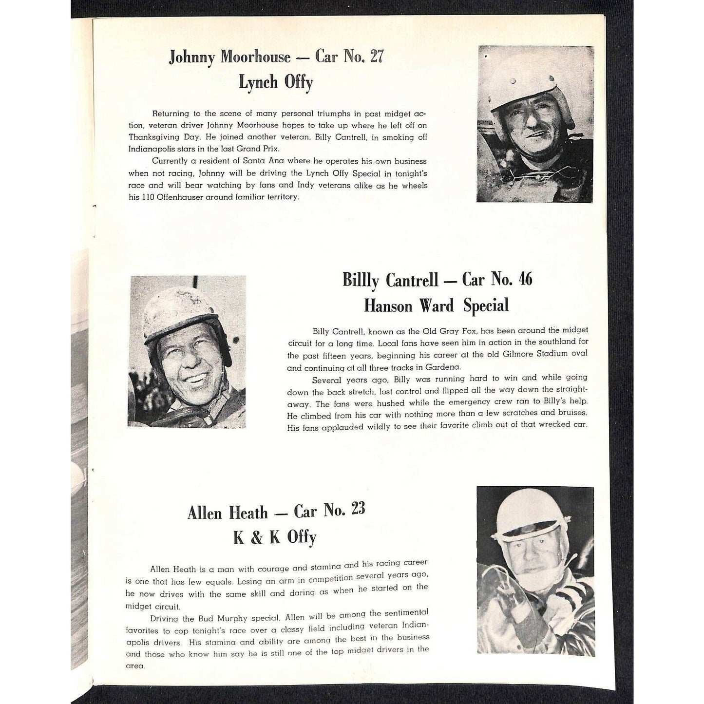 Scarce 6/22 1963 Auto Racing USAC Midget Program Ascot Park Nat. Champ. 24pp