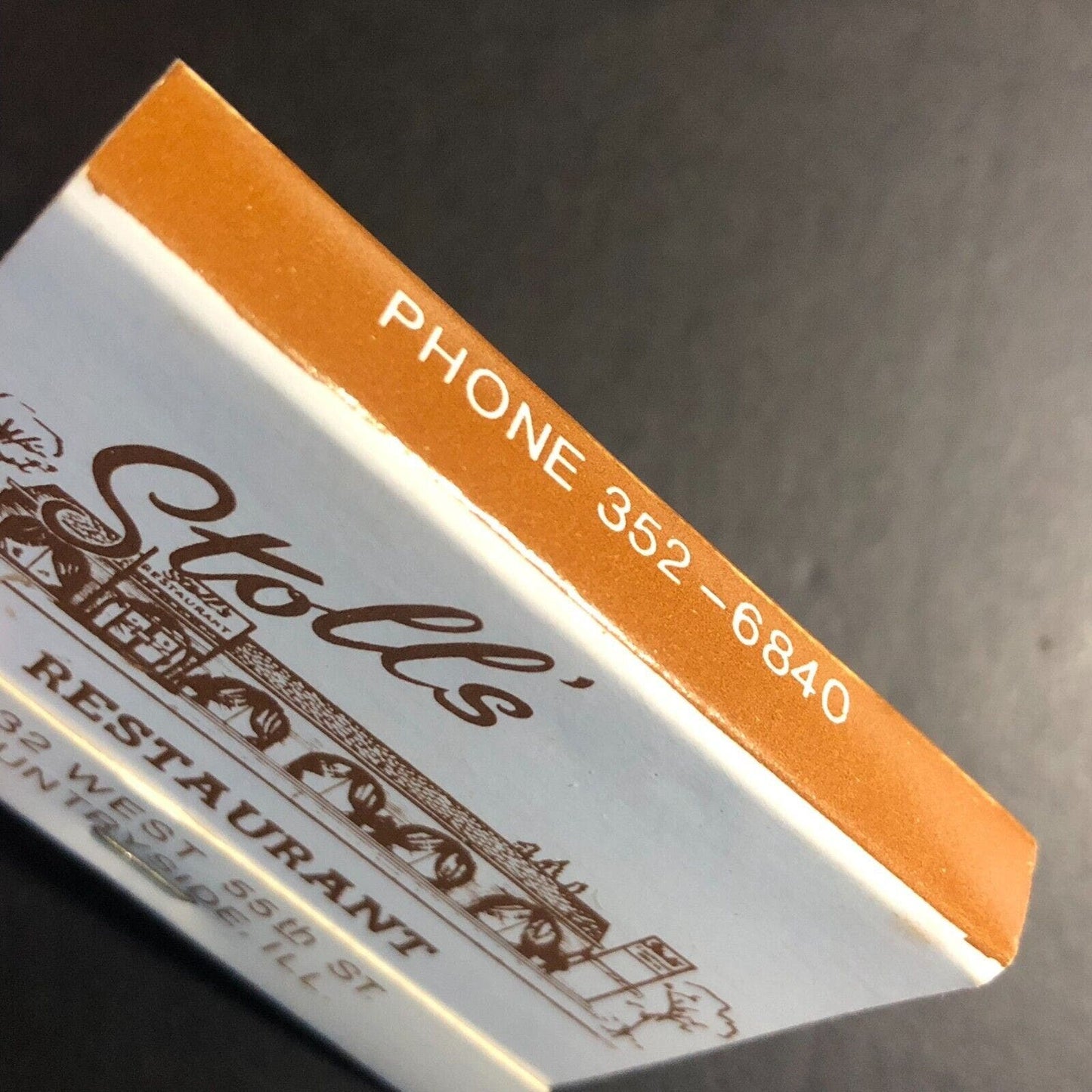 Stolls's Restaurant Countryside, IL Full Matchbook c1974-84 VGC
