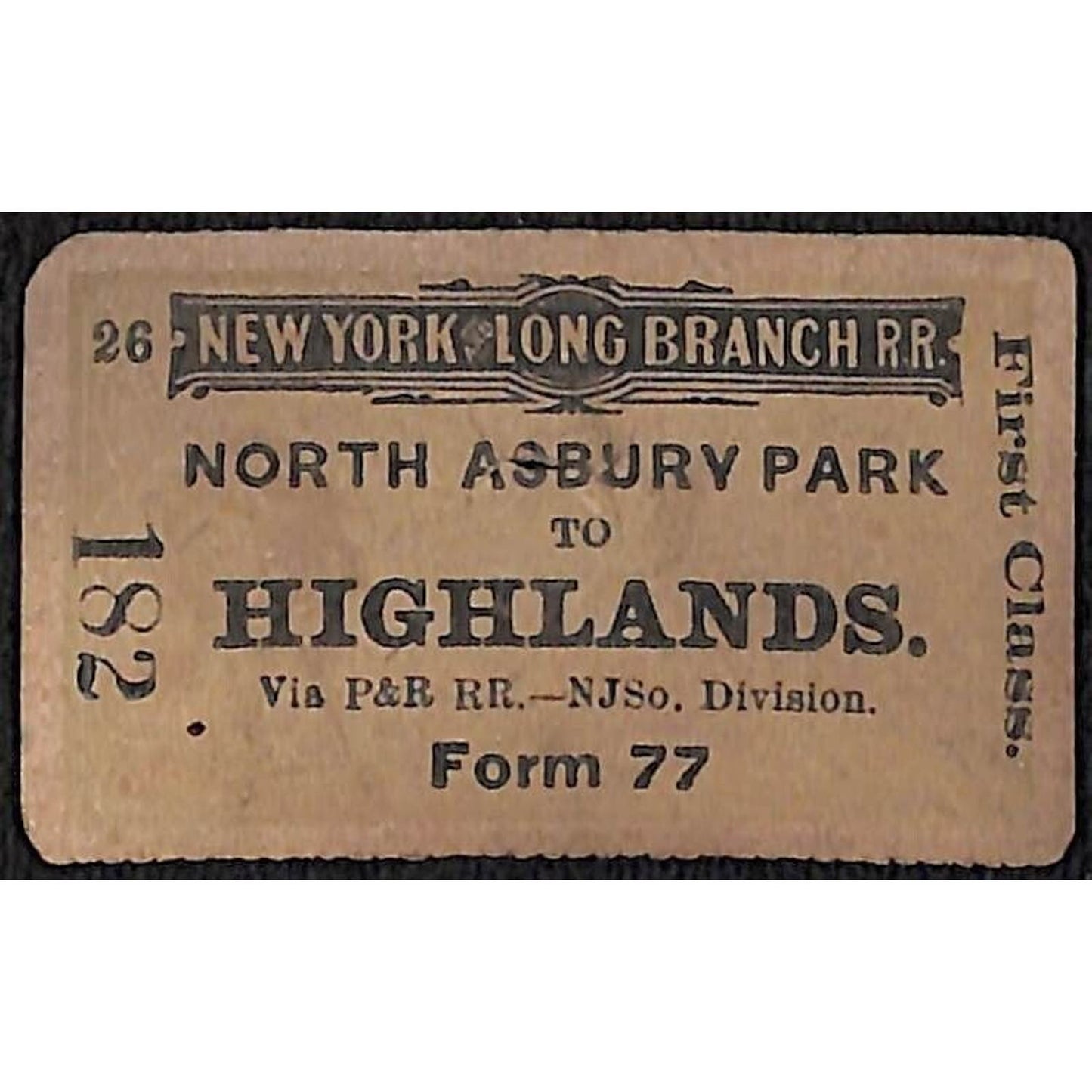 New York & Long Branch Railroad 1896 to Highlands / North Asbury Park #182