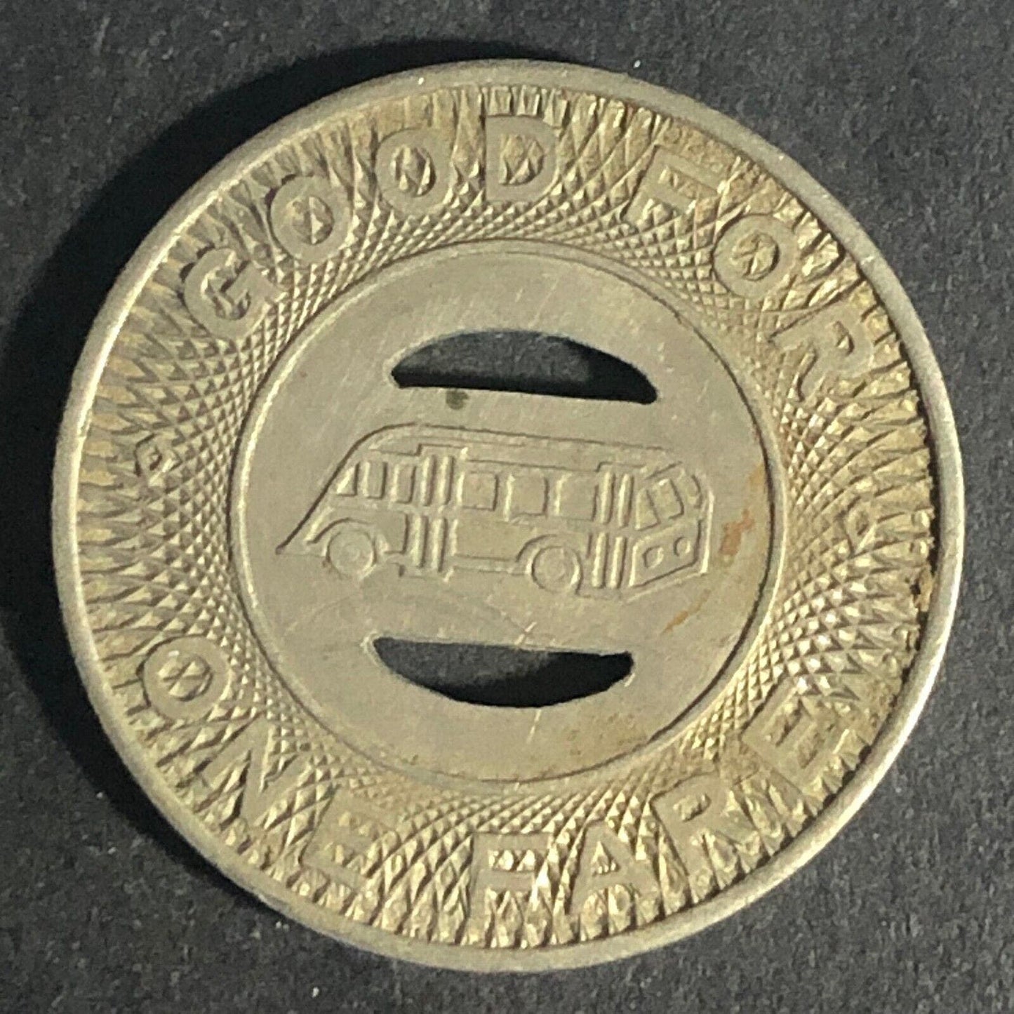 Canton City Lines Inc. G/F One Fare Brass Bus Transit Token 23mm