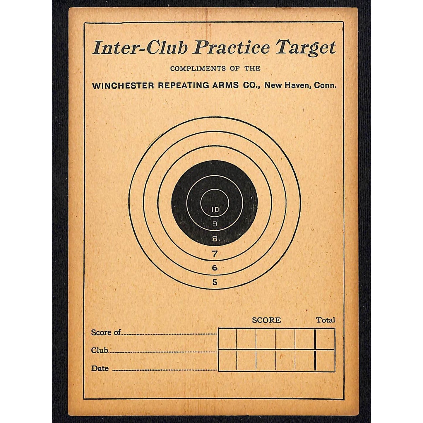 c1910 Winchester Repeating Arms New Haven, CONN Combo Target / Trade Card Scarce