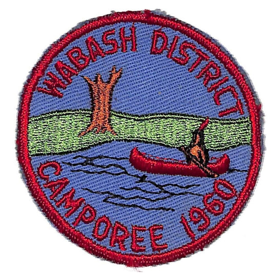 BSA Patch Wabash Council Camporee 1960 Rowing Canoe Near Shore - Scarce