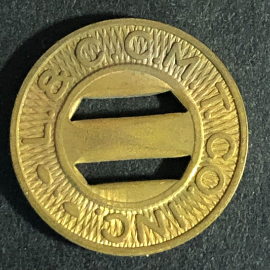 L. & C. C. M. T. Co. (Beaver Meadows PA) Brass "One Fare Work Token" 16mm Scarce