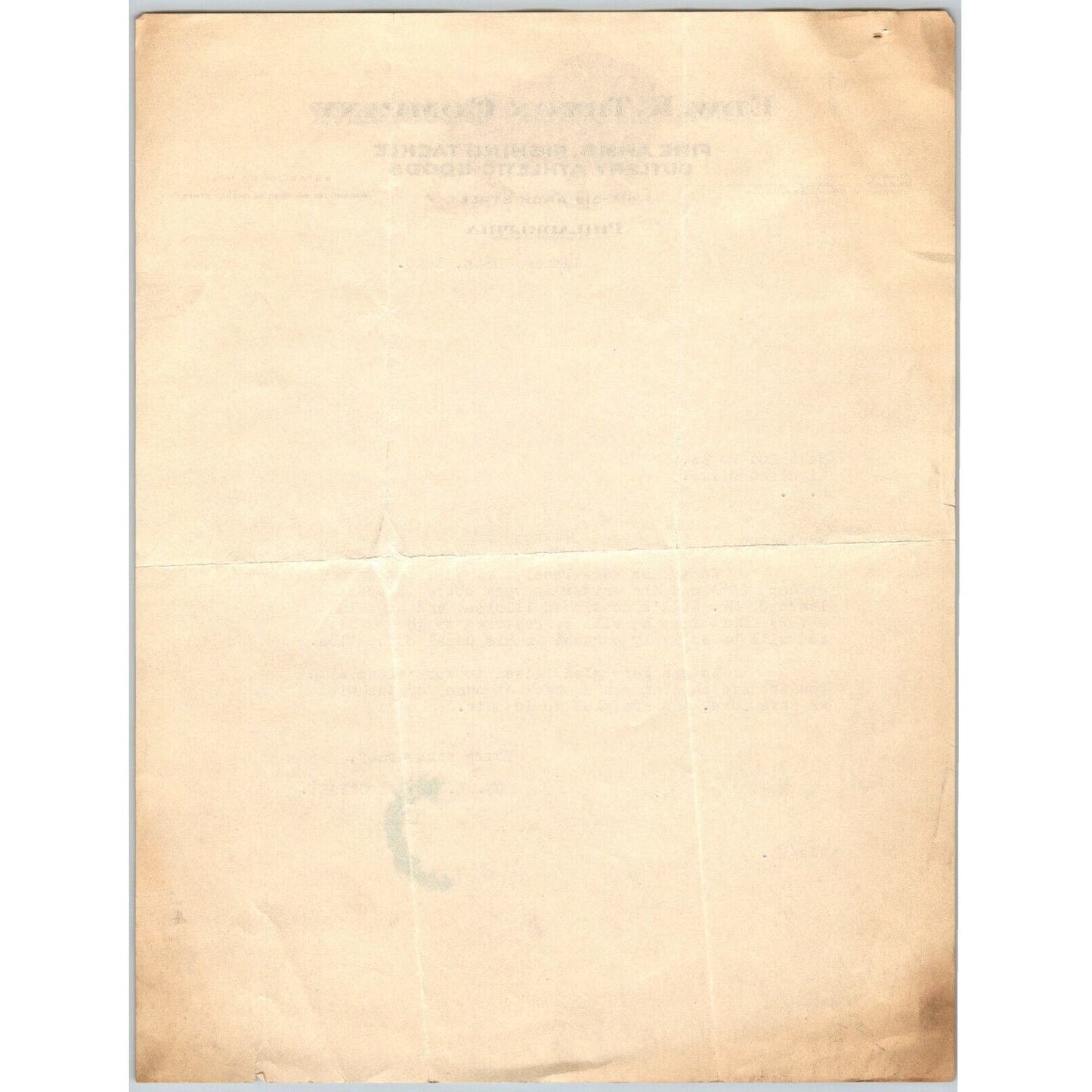 Edw. K. Tryon Company Philadelphia 1930 - Fire Arms Fishing Tackle Letterhead