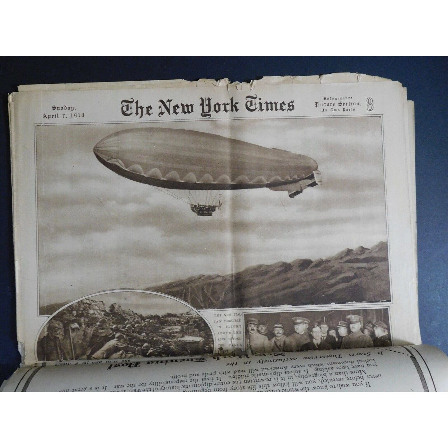 WWI Era Newspaper - New York Times - April 7 & Oct 27 1918 - 22 pgs.