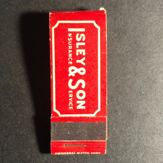 Isley & Son Insurance Watkins Glen, NY Full Matchbook Wooden c1950's-60's
