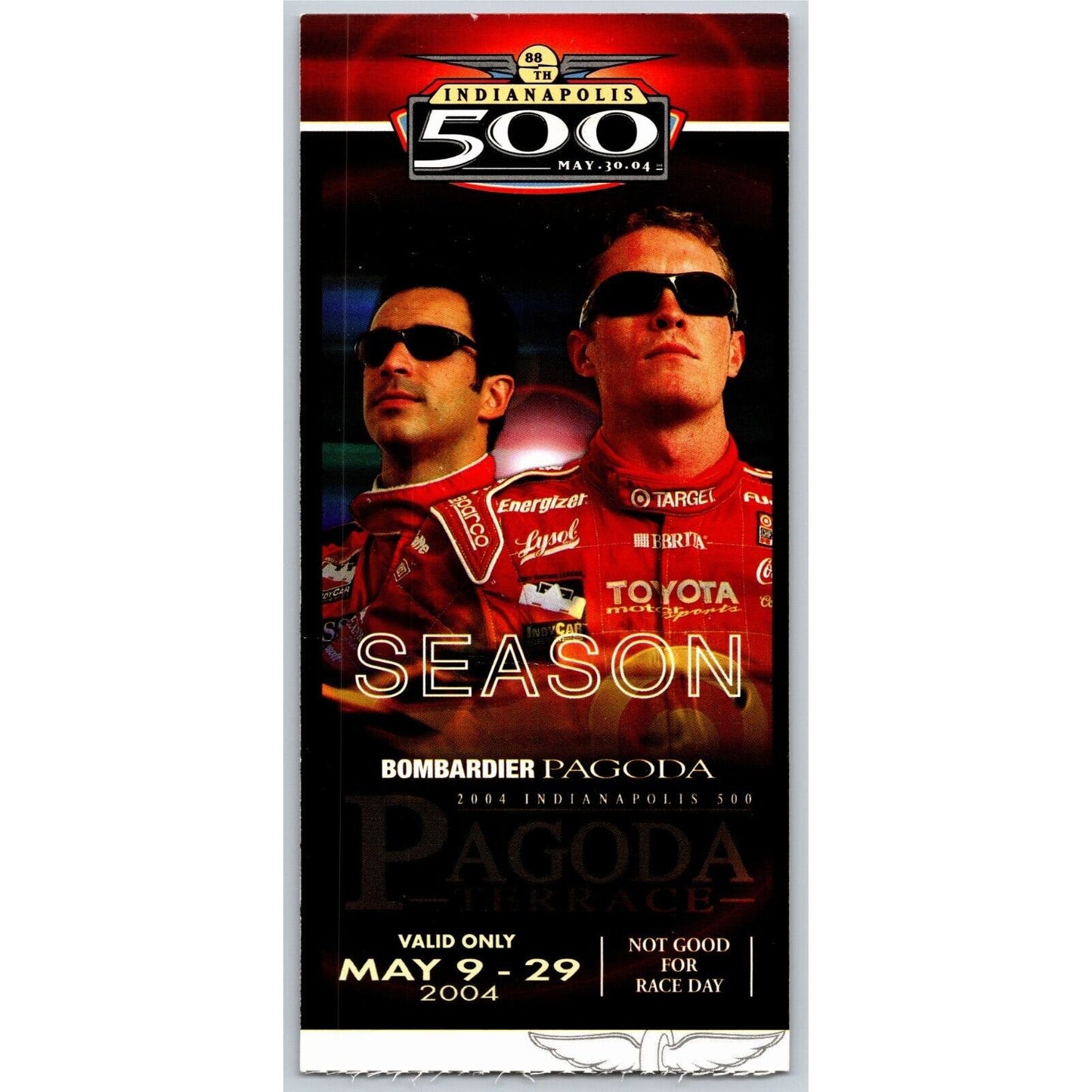 2004 Indy 500 Season Bombardier Pagoda Ticket Stub Indianapolis IMS