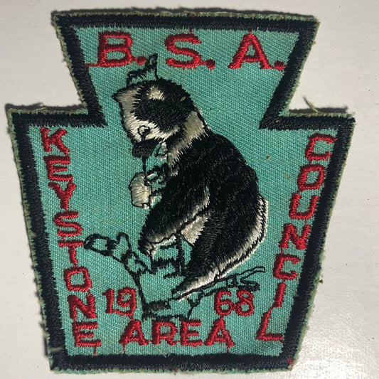 BSA - Keystone Area Council 1968 Vintage Embroidered Patch - Black Bear