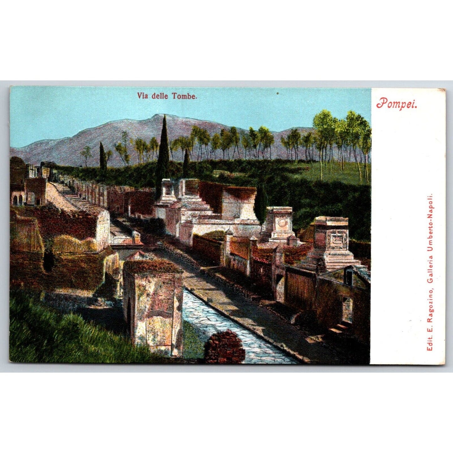 Italian Postcard Pompeii "Street of the Tombs" c1901-1907 NP VGC