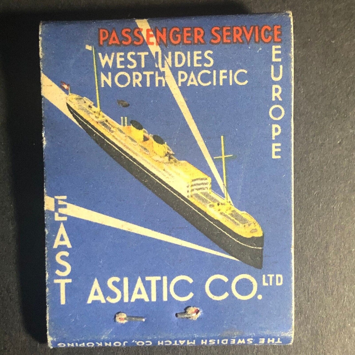 East Asiatic Co. Europe Passenger Full 20-Str Wooden Matchbook c1930's-40's VGC