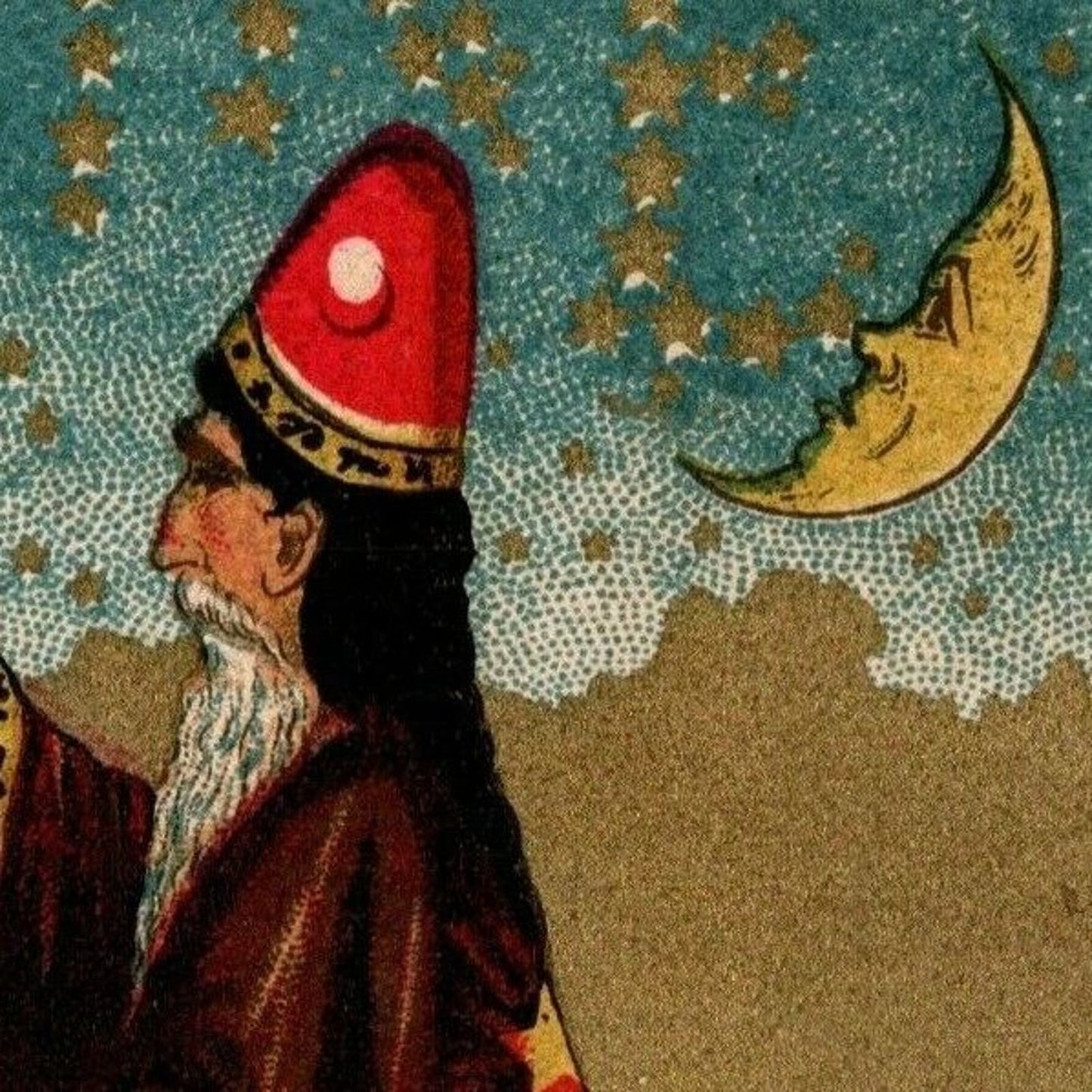 Victorian Trade Card Stars Spell Out Soapine - Fortune Teller - Crescent Moon