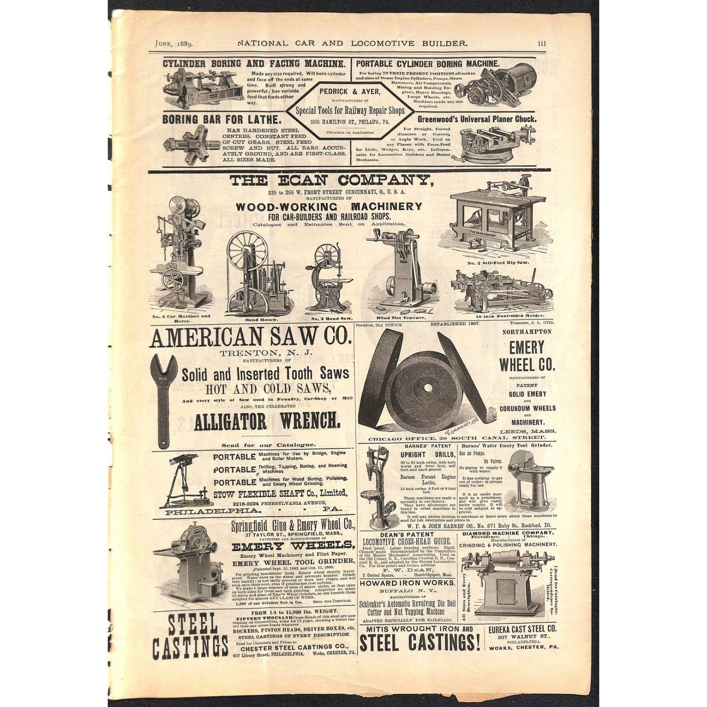 National Car and Locomotive Builder Railroad June 1889 50pp Large & Very Scarce