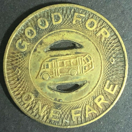 c1940's 22mm Chicago & Calumet District Transit Inc. - Brass G/F One Fare Token