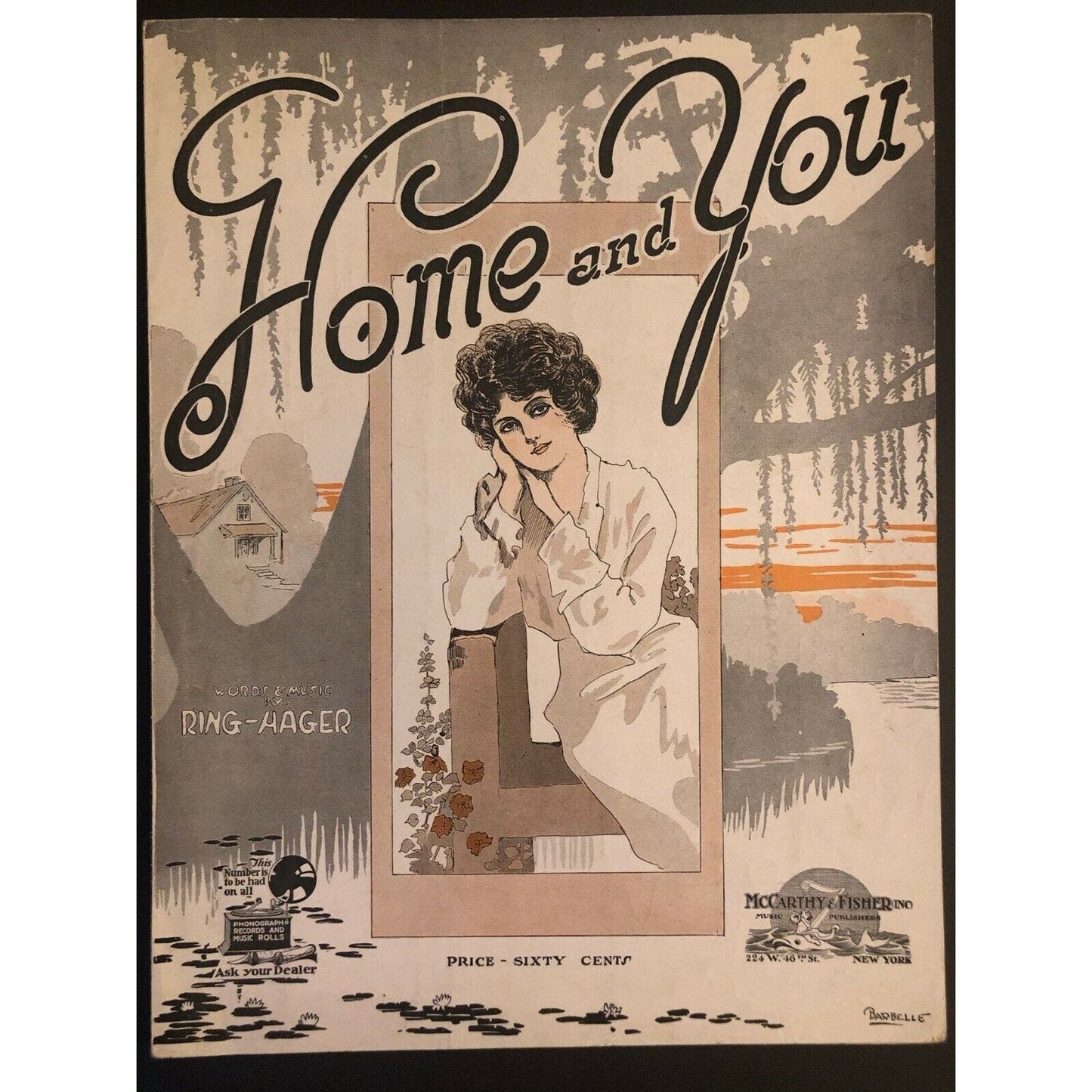 Vintage 1919 Sheet Music "Home and You" Ring-Hager