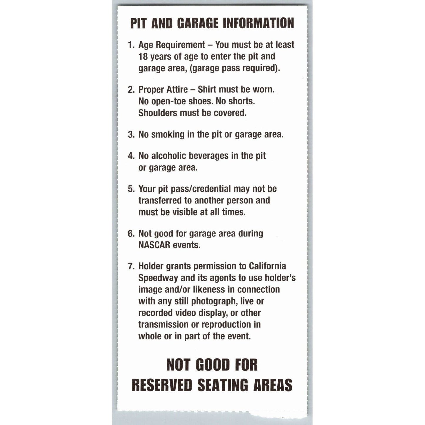 2004 California Speedway IRL Indy Car Racing Ticket / Pass - Terrace Suite Stub