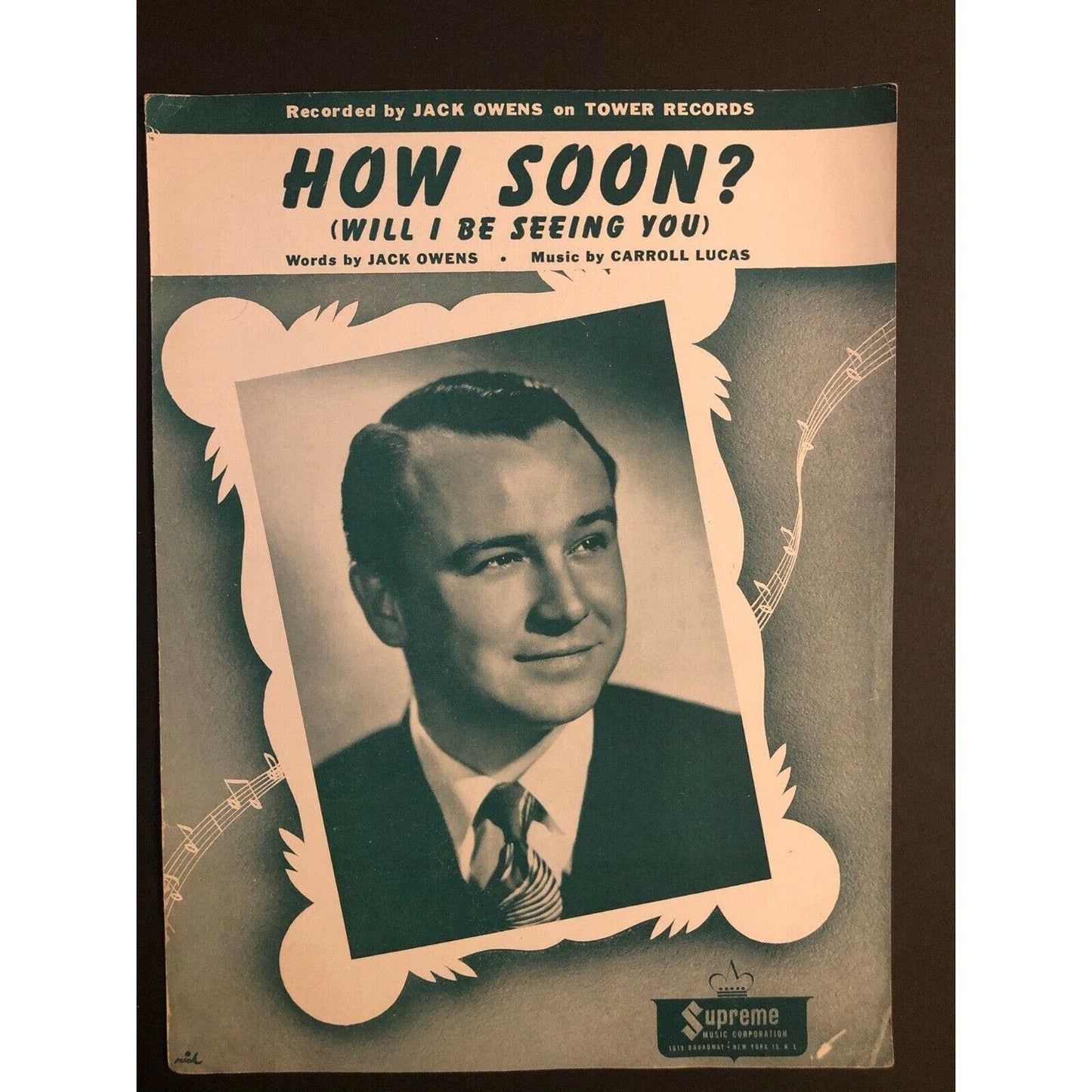 Vintage 1940's Sheet Music "How Soon? (Will I Be Seeing You)