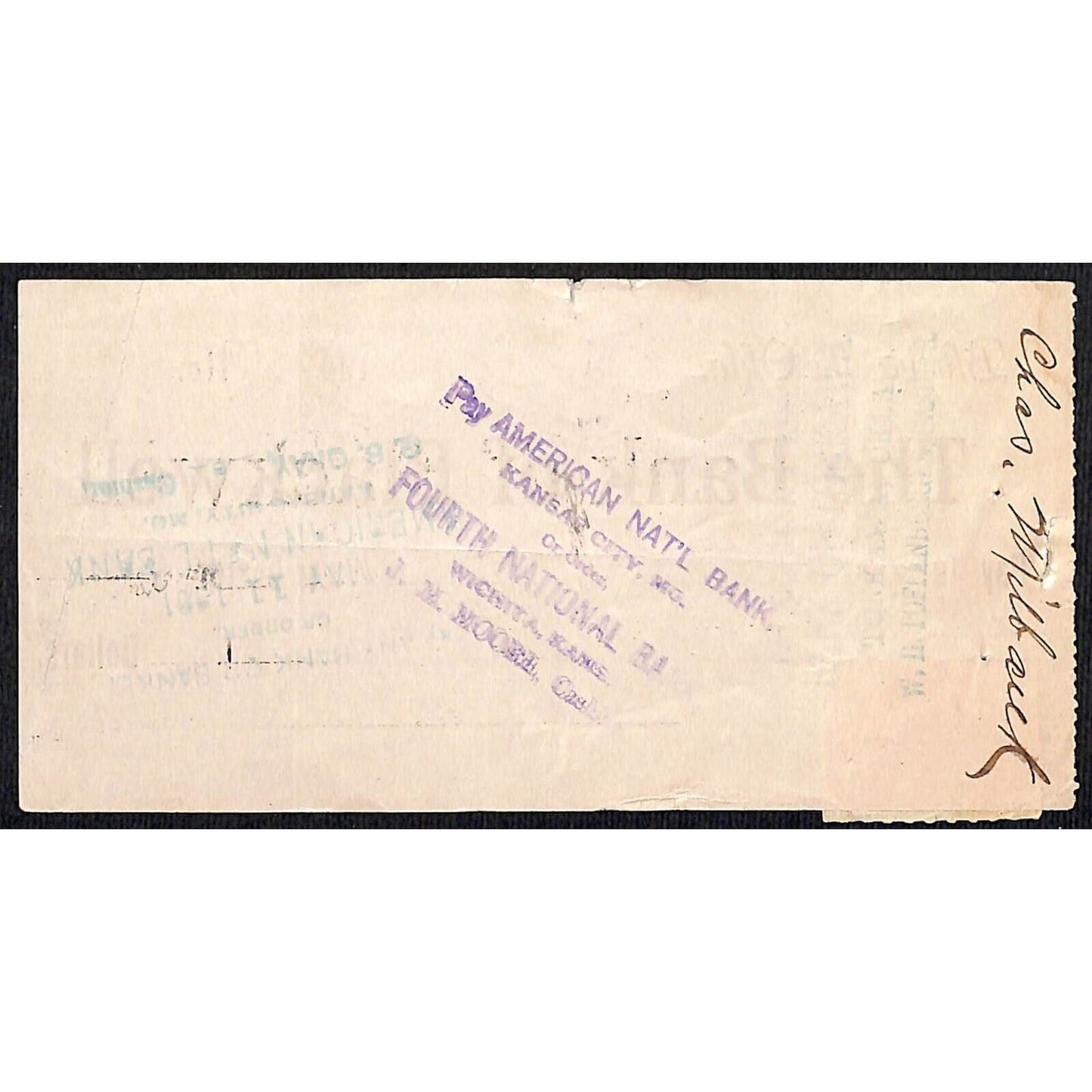 Blackwell, OK 1901 Territorial" Bank of Blackwell" Check w/ Tax Stamp - Scarce