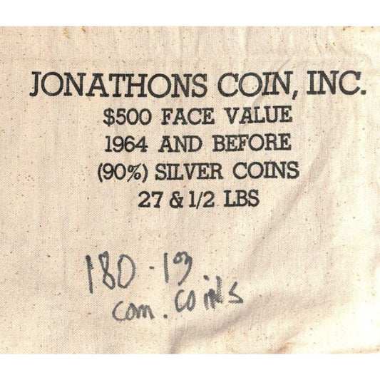 Jonathons Coin, Inc. 1964 and Before 90% Silver Coins Sturdy Cotton Coin Bag VGC