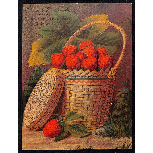 Lynn, MASS Everett H. Dunbar Gent's Fine Boots Victorian Trade Card Strawberries