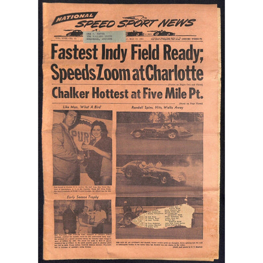 National Speed Sport News 5/24 1961 "Fastest Indy Field Ready" Racing 15pp VGC