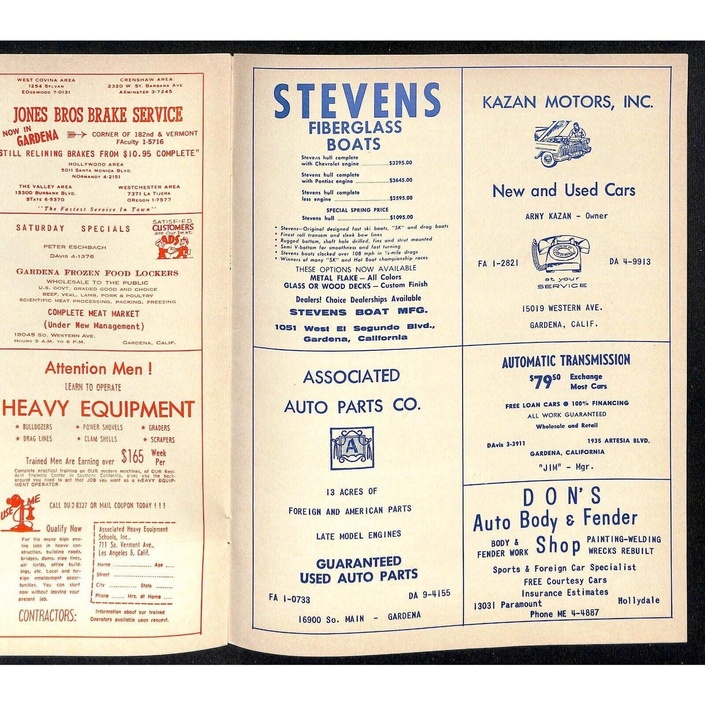 Scarce July 4 1962 CRA Big Car Races Auto Racing Program Ascot Park Fireworks