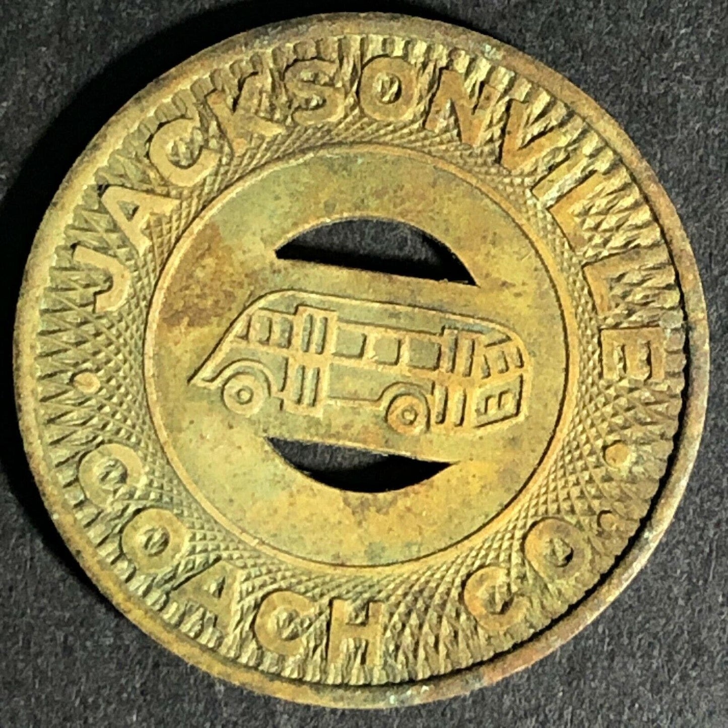 Vintage Jacksonville Coach Co. G/F - One School Fare Transit Token 22mm