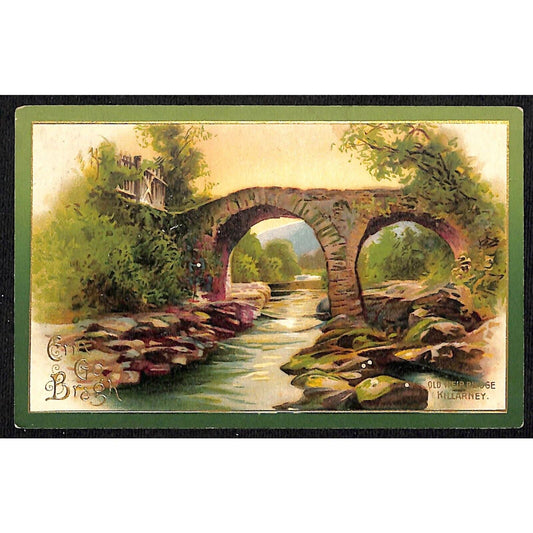 Ireland Postcard Erin Go Bragh / Stone Bridge Over Stream Emboss NP c1910-15