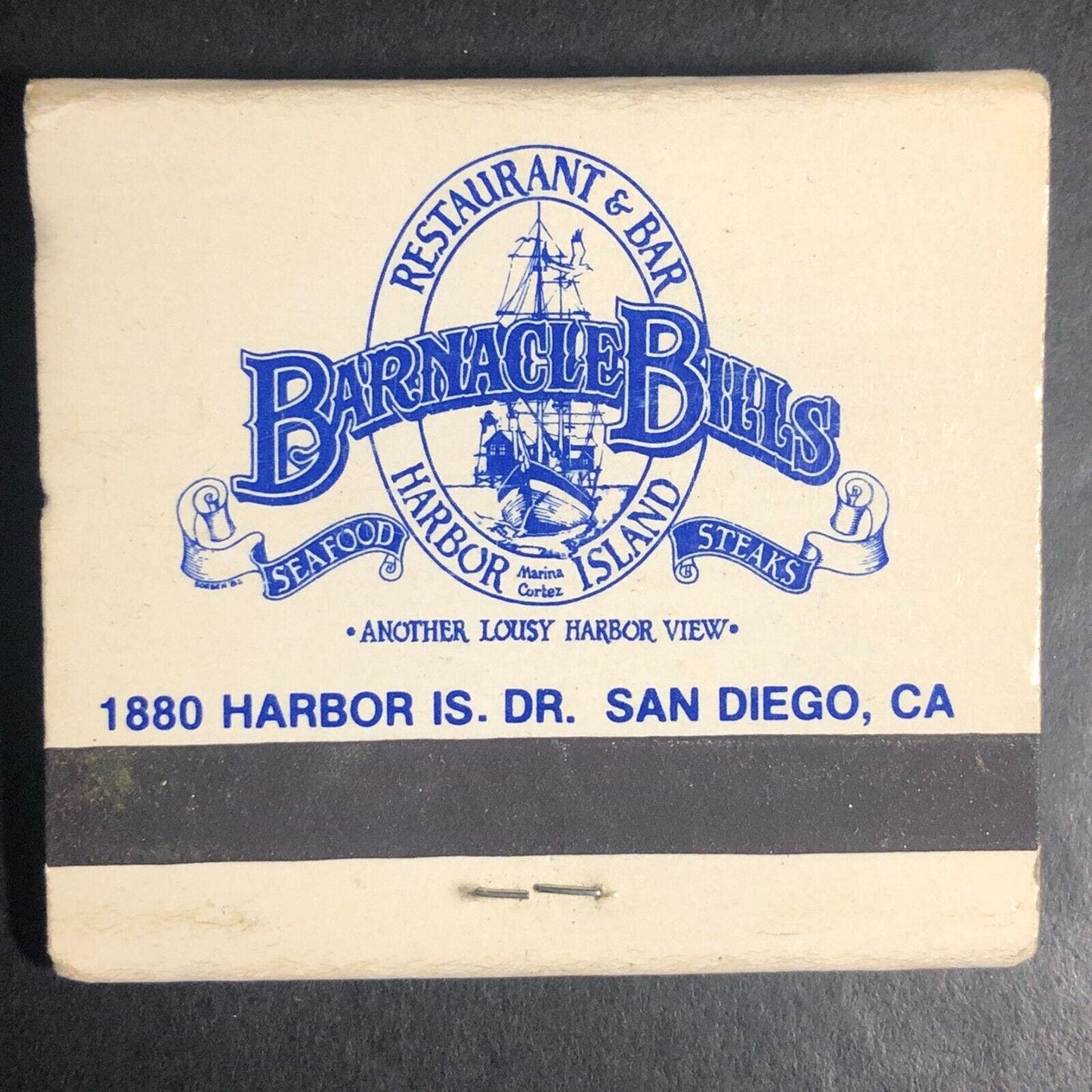 Barnacle Bill's Restaurant Marina Cortez Tall Ship Full Matchbook c1975-85