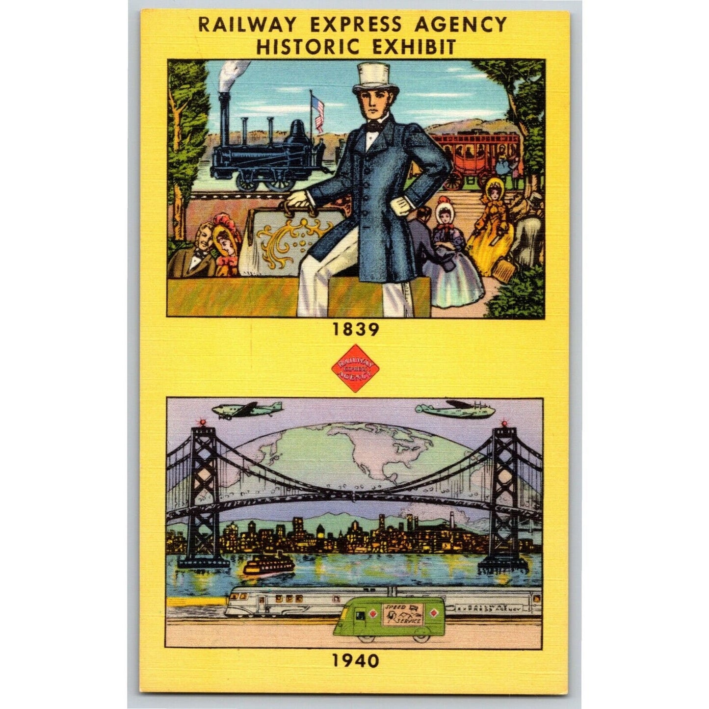 Railway Express Exhibit 1940 San Francisco World's Fair Linen Postcard