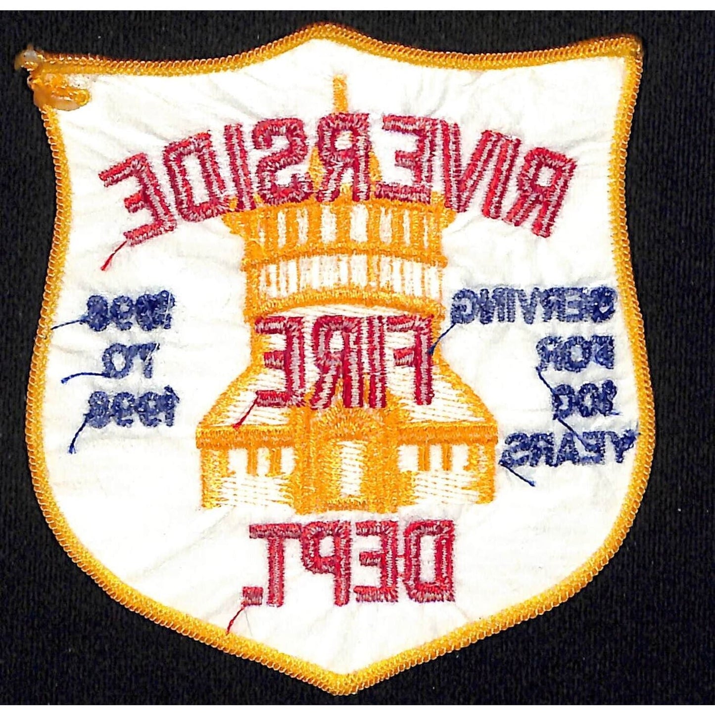 riverside Fire Dept. 100 Years 1898 - 1998 Vintage Embroidered Patch NOS VGC