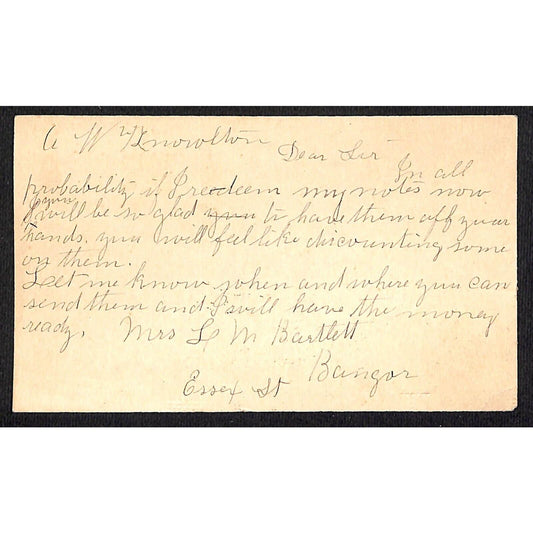 c1900 Newburgh / Bangor, ME Postal Card