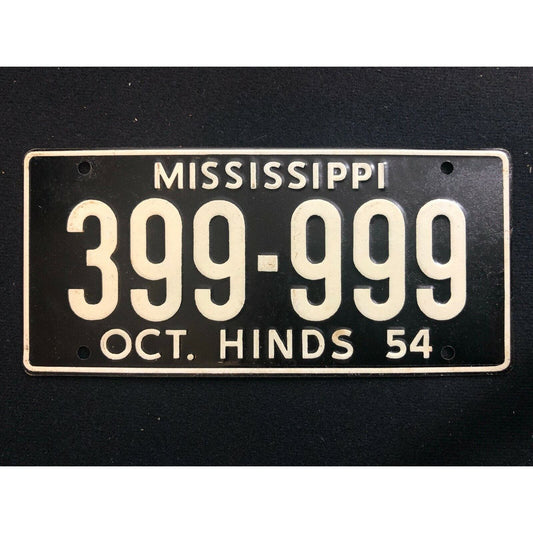 1953-54 General Mills / Wheaties Tin Mini Bicycle License Plate - Mississippi