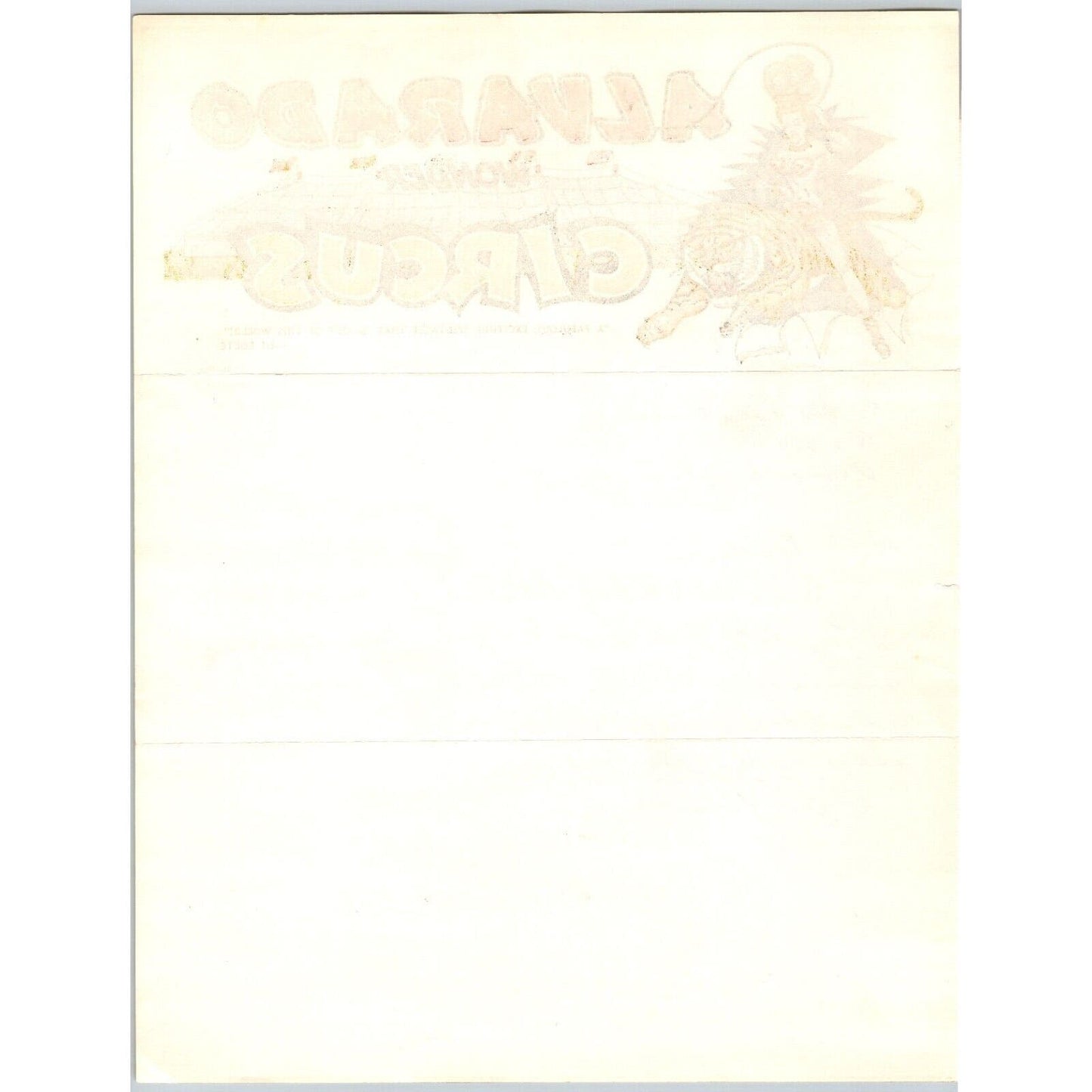 Alvarado Wonder Circus Letterhead 1953 Woman w/ Whip Rides Tiger Big Top Scarce