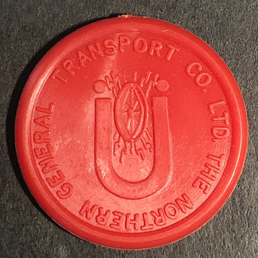 Northern General Transport England Plastic Token Red 1D 25mm c1950's-60's