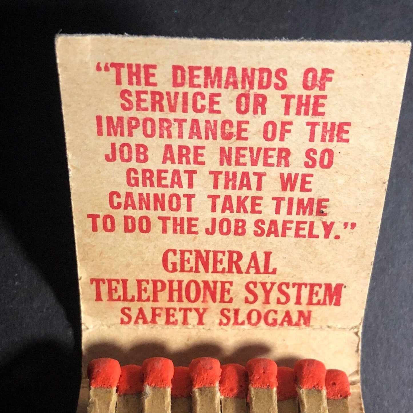 General System Telephone Full 20-Strike Matchbook c1950's-60's Very Scarce VGC