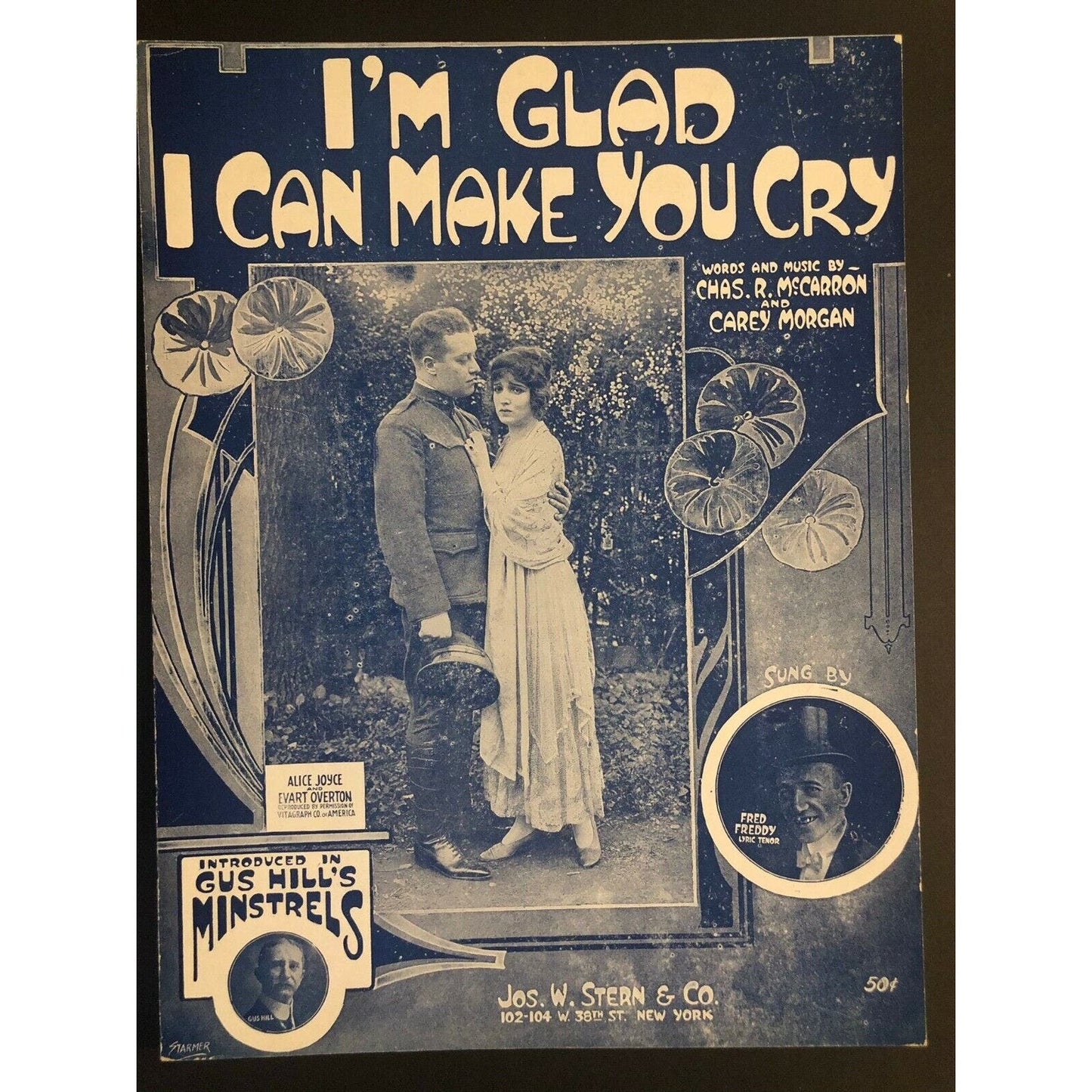 Vintage WWI Sheet Music "I'm Glad I Can Make You Cry" Real Photo